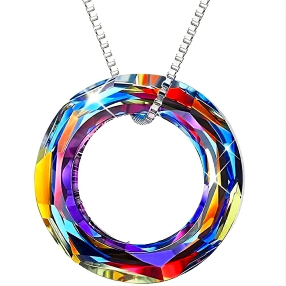 Circle Necklace with Austrian Crystal Jewelry for Women Teen Girls Birthday Gift